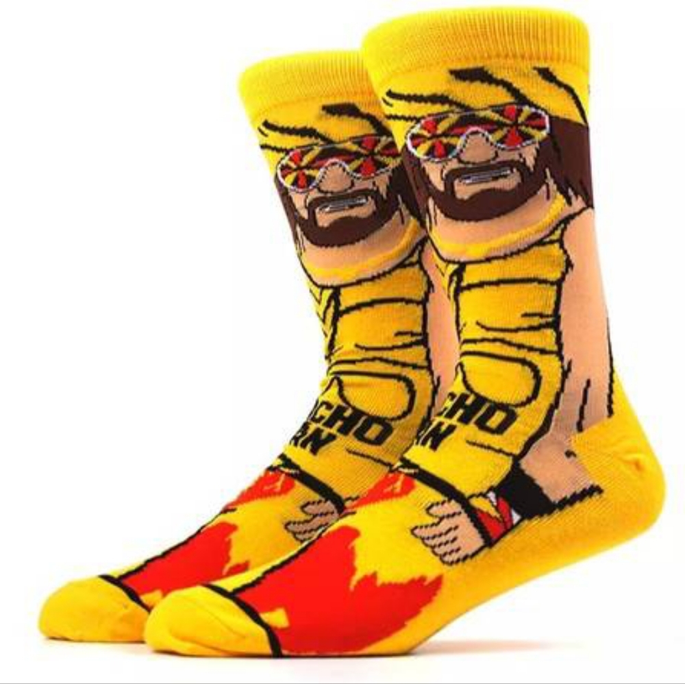 Macho Man Randy Savage Socks WWE New Fits Size 6-12 WWF